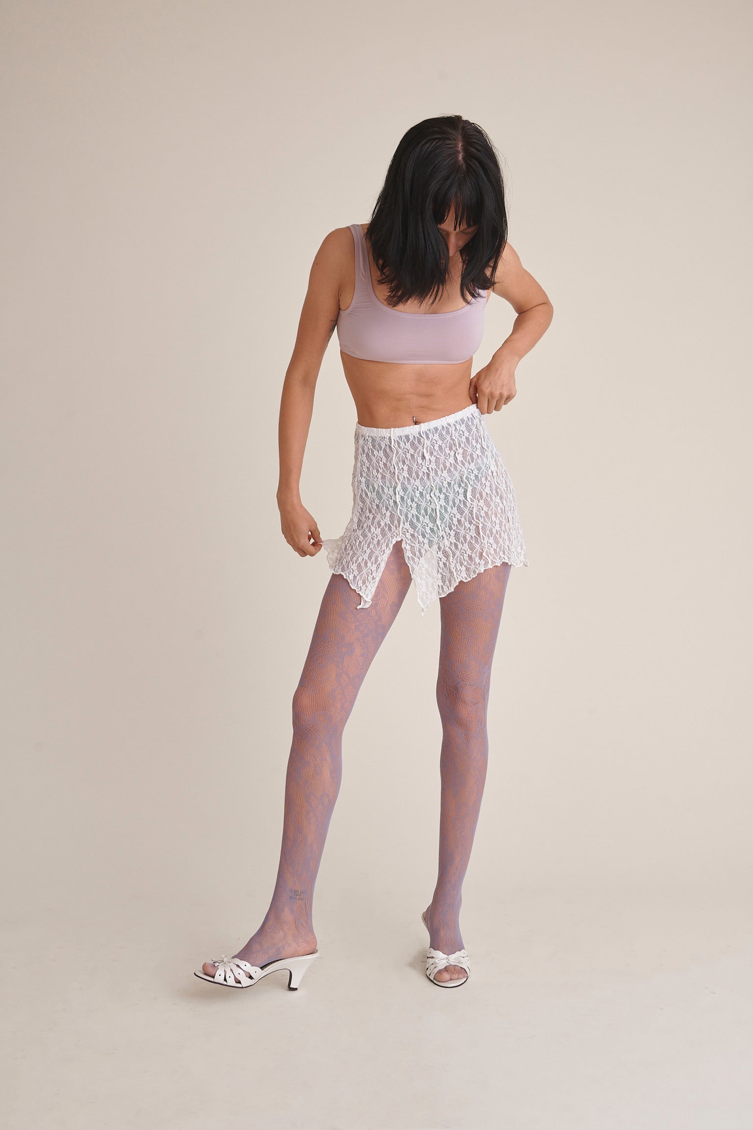 Aria Lace Mini Skirt in White