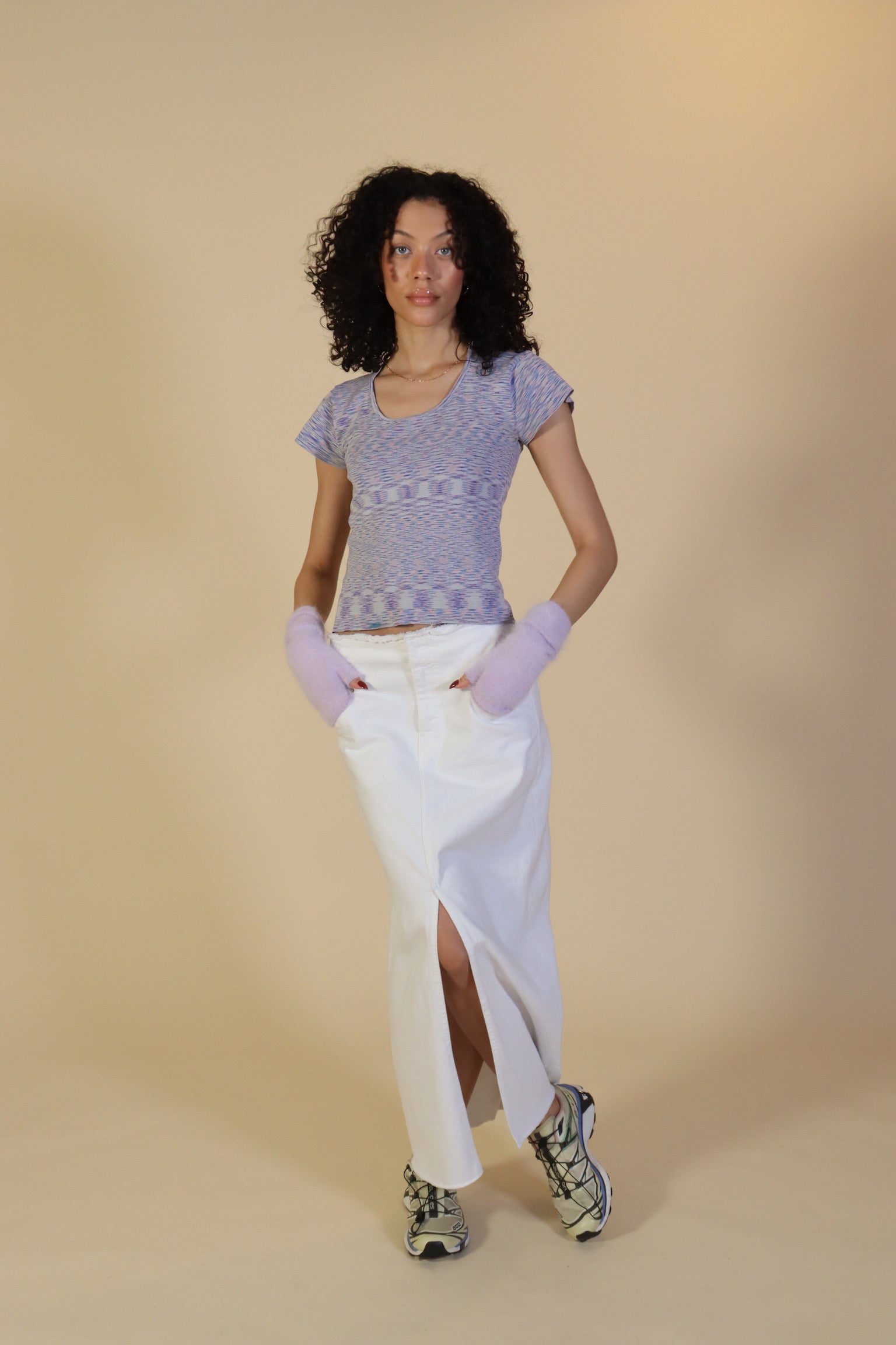 Haze Furry Fingerless Arm Warmer in Lavender